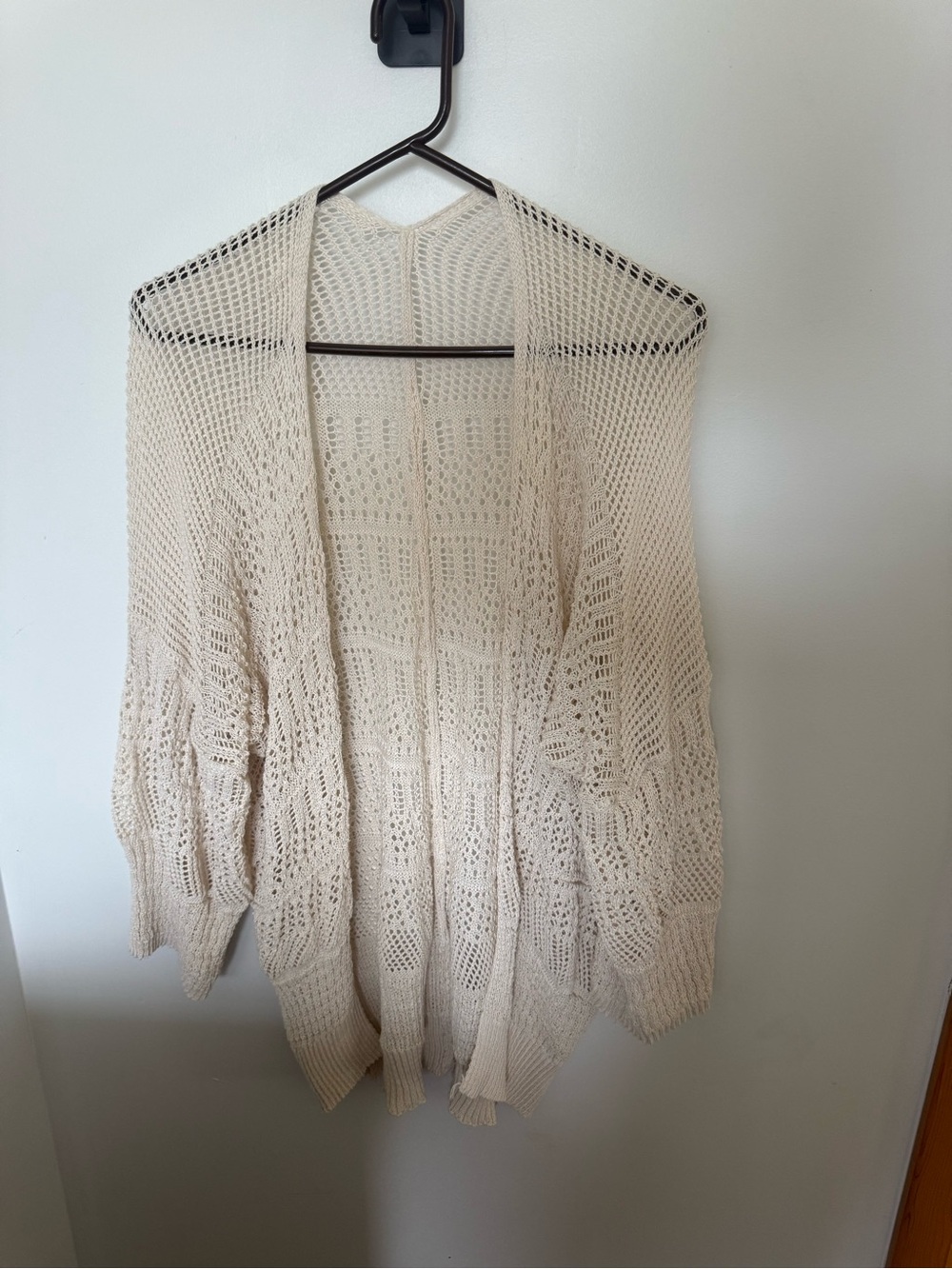 Open-Front Cream Knit Women's Sweater Cardigan